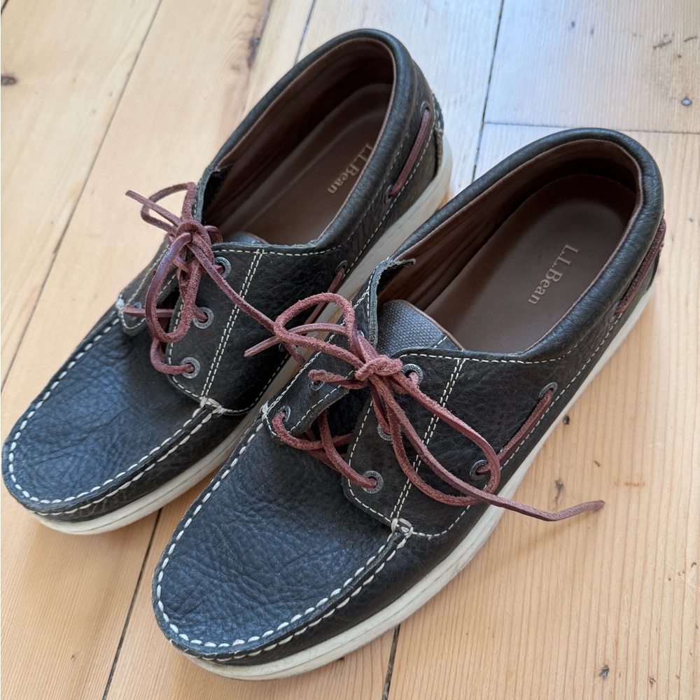 L.L. Bean Men's Dark Brown Leather Boat Shoes
